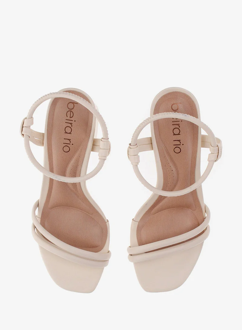 Beira Rio Cream Mid Heel Sandals for Women – Stylish & Comfortable Footwear for Any Occasion for Women | Best Price UAE
