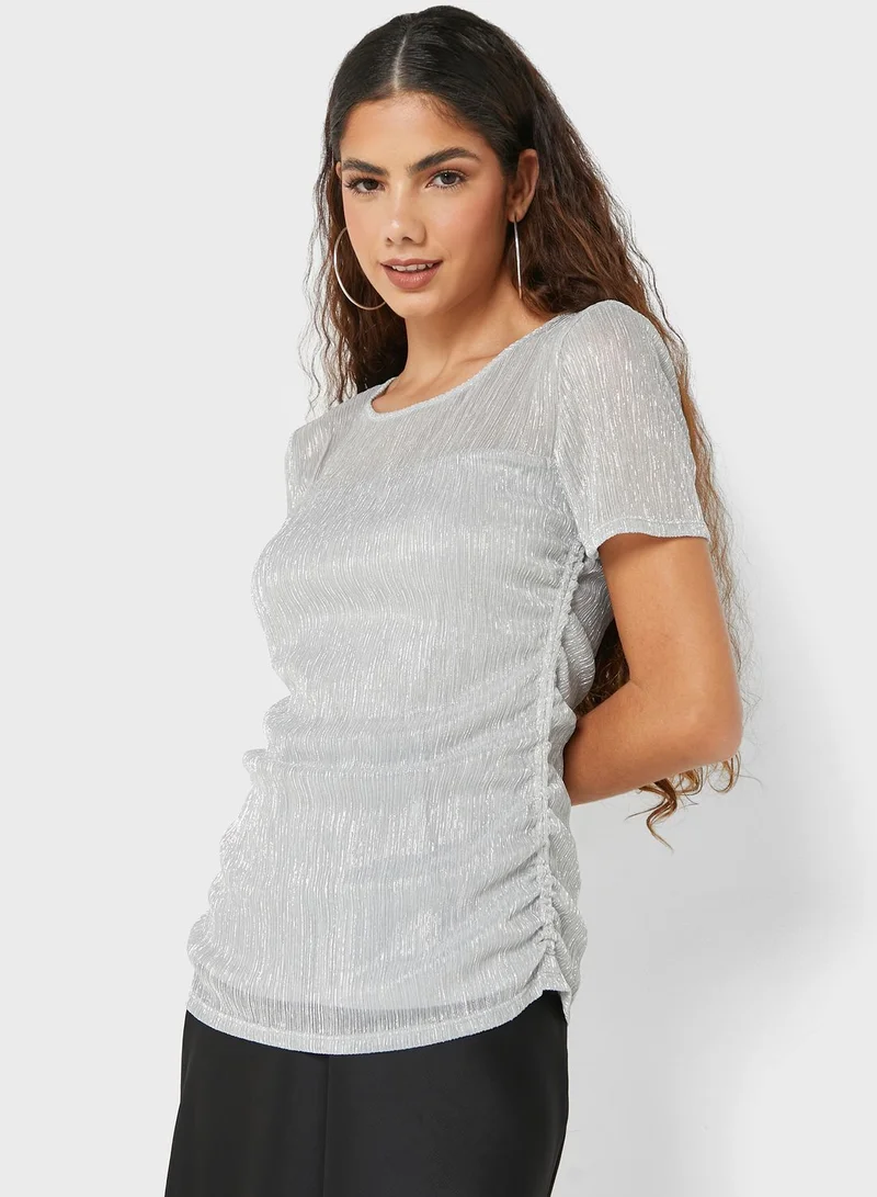 DKNY Mesh Detail Printed Top