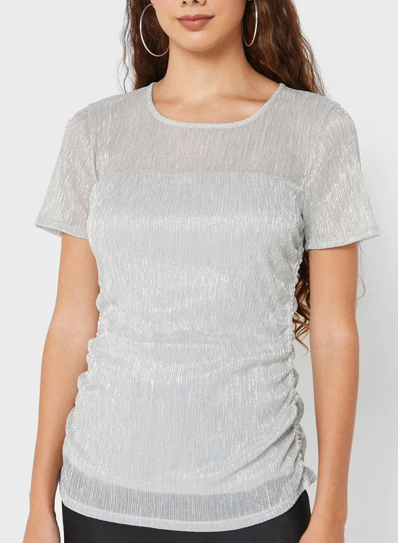 DKNY Mesh Detail Printed Top