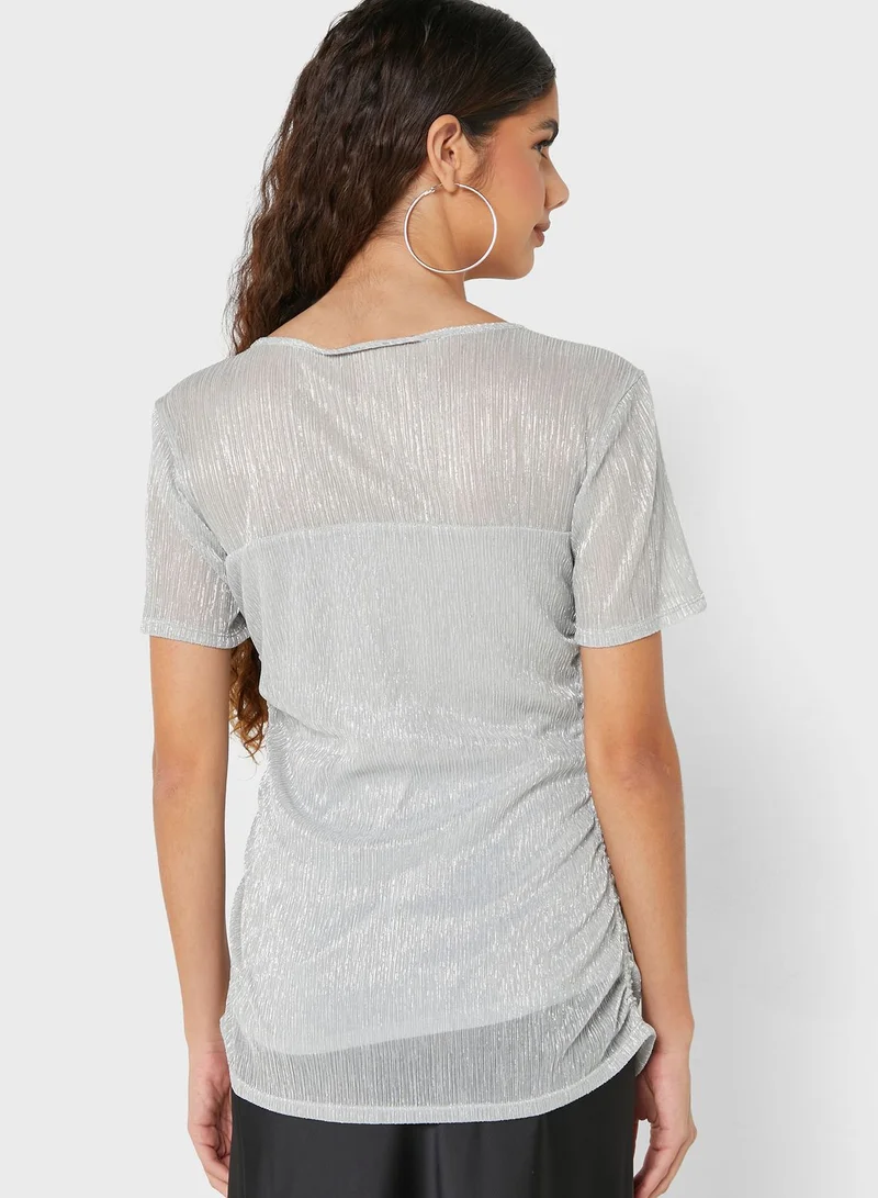 DKNY Mesh Detail Printed Top