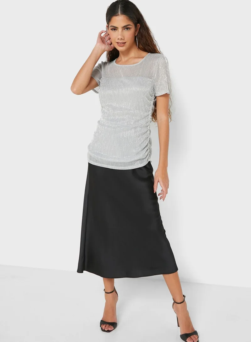 DKNY Mesh Detail Printed Top