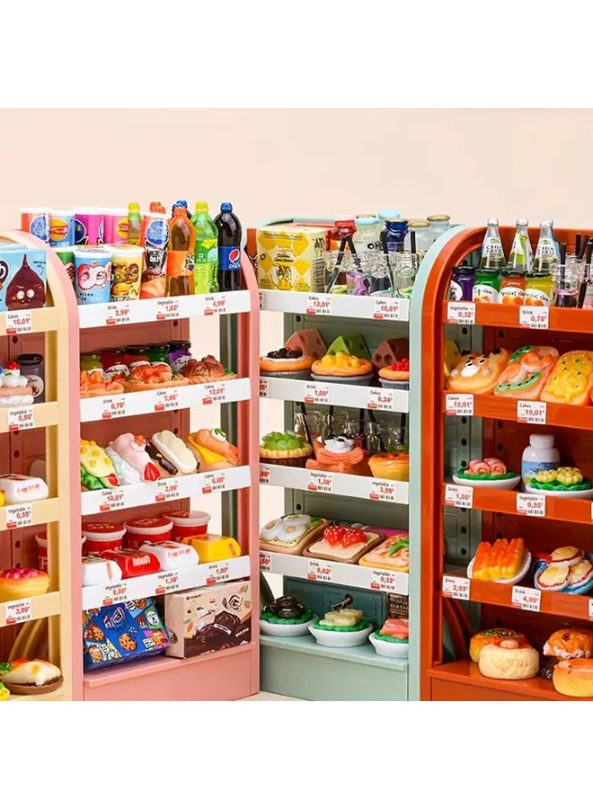Miniature Supermarket Scene Brown Shelf With 20 Random Food Models Dollhouse Accessories - Image 4