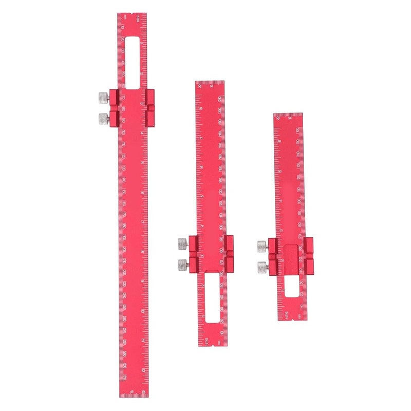T Type Scribing Ruler 6 8 12 Inch Aluminum Alloy Woodworking Measuring Tool with Slide Stop - Image 1