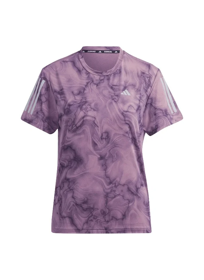 اديداس Adidas Otr Aop Tee Pink Running T-Shirts For Women Xs
