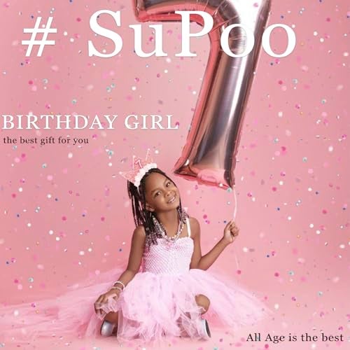 SuPoo 7th Birthday Girl Headband Crown Glitter Hair Band Party Decorations 7 Year Old Happy Princess Tiara Flower Hair Accessory - Image 2