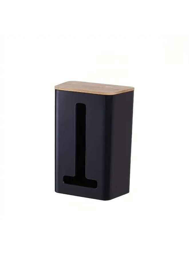 أسود مع غطاء صندوق المناديل المثبت على الحائط مقاوم للماء ومقاوم للصدمات لتخزين المطبخ والحمام - Image 1