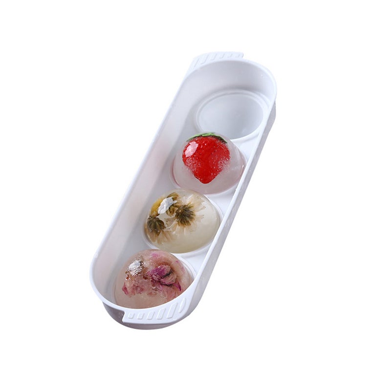 4 Cavities Round Ice Cube Tray Ice Mold Ball Shape Easy Pop Out Ice Cube Maker Jelly Cake Baking Mold with Removable Cover Lid - Image 1