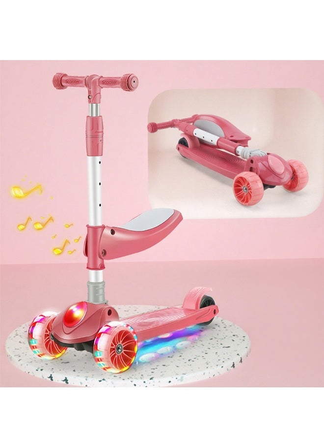 Halamodo 3 in 1 Kick Scooter -Adjustable Height-Adjustable Foldable Scooter，3 LED Lighted Wheels and Anti-Slip Deck ，Suitable for Boys and Girls Aged 3-12 - Image 1