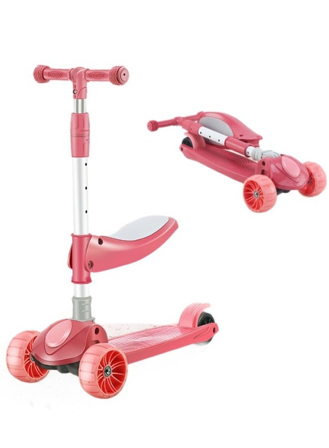 Halamodo 3 in 1 Kick Scooter -Adjustable Height-Adjustable Foldable Scooter，3 LED Lighted Wheels and Anti-Slip Deck ，Suitable for Boys and Girls Aged 3-12 - Image 2
