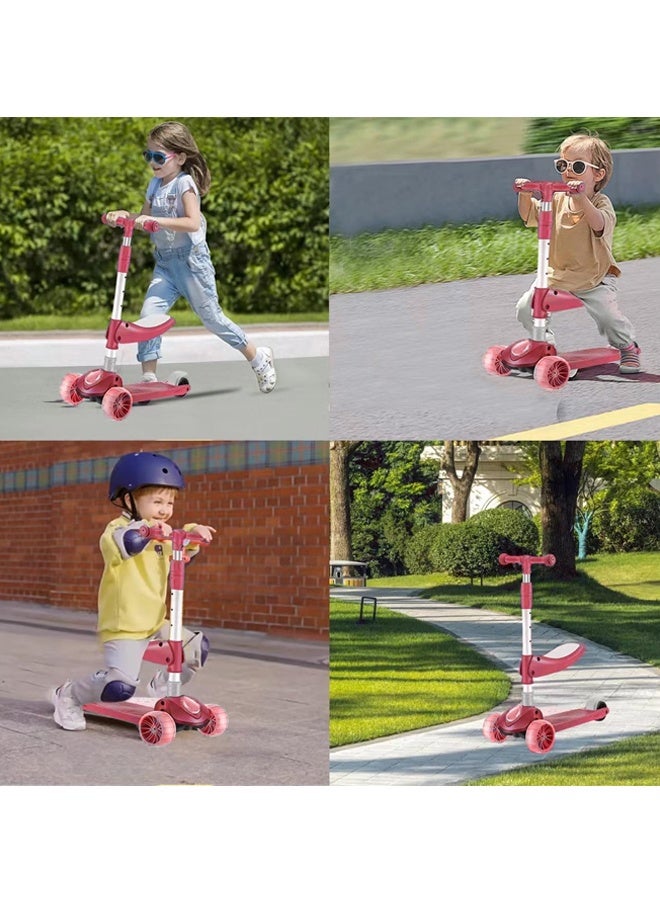 Halamodo 3 in 1 Kick Scooter -Adjustable Height-Adjustable Foldable Scooter，3 LED Lighted Wheels and Anti-Slip Deck ，Suitable for Boys and Girls Aged 3-12 - Image 4