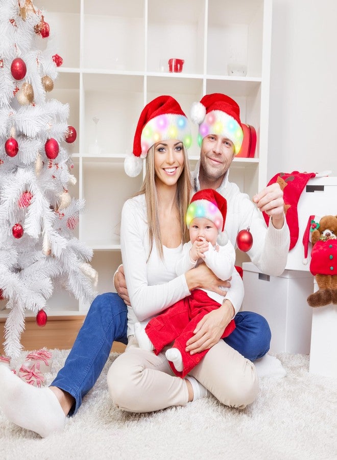 RELPOM Santa Hat Adult, Light Up Christmas Hats, Fluffy Fur Santa Claus Hats With LED Lights, Red Velvet Santa Hat For Men Women - Image 5