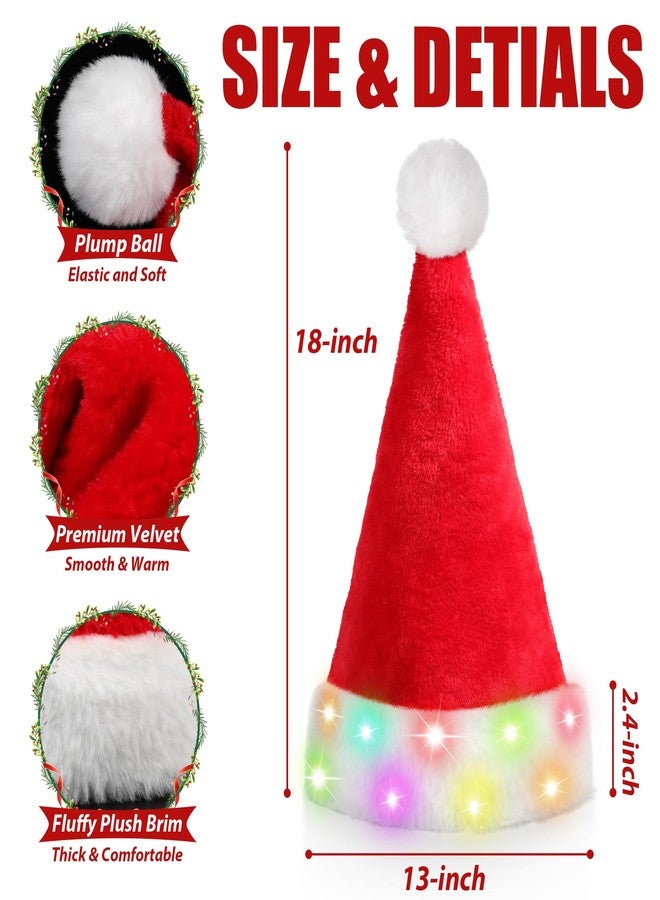 RELPOM Santa Hat Adult, Light Up Christmas Hats, Fluffy Fur Santa Claus Hats With LED Lights, Red Velvet Santa Hat For Men Women - Image 4