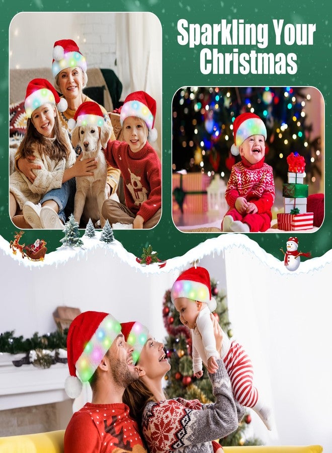 RELPOM Santa Hat Adult, Light Up Christmas Hats, Fluffy Fur Santa Claus Hats With LED Lights, Red Velvet Santa Hat For Men Women - Image 3