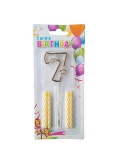 Funcart Multicolor Transparent Number 7 Cake Topper Candle(4 Candle and 1 Topper)