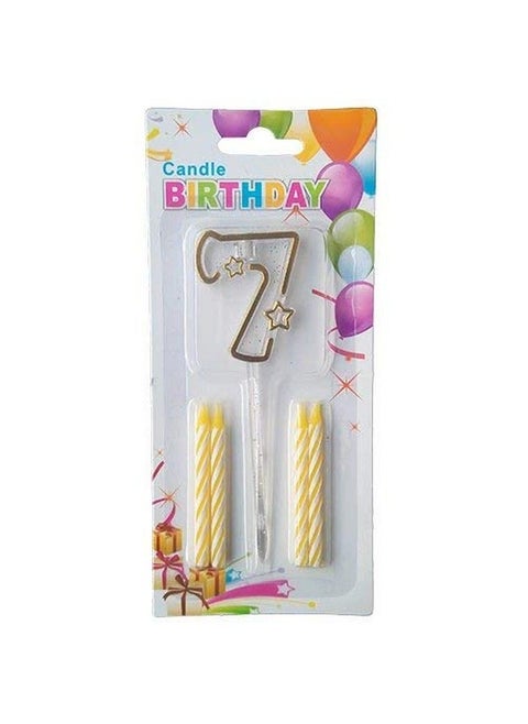 Funcart Multicolor Transparent Number 7 Cake Topper Candle(4 Candle and 1 Topper)