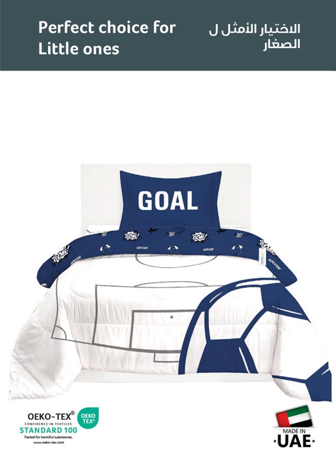 Cotton home طقم لحاف أطفال من القطن الفاخر 3 قطع يتضمن ، 1 قطعة لحاف 135x220 سم ، 1 قطعة ملاءة مشدودة 90x200 سم ، و 1 قطعة غطاء وسادة 50x75+5 سم 50x75+5 سم - Image 2