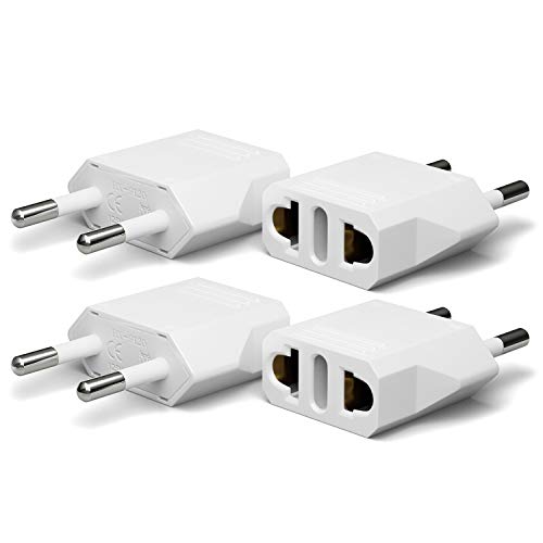 Unidapt 4 Pack European Travel Plug Adapter, Unidapt US to Europe Plug Adapter, European Adapter Type C Pin Adaptor, Outlet Converter America USA to Europe Italy Spain Germany France EU, Power Plug, White - Image 1