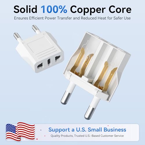 Unidapt 4 Pack European Travel Plug Adapter, Unidapt US to Europe Plug Adapter, European Adapter Type C Pin Adaptor, Outlet Converter America USA to Europe Italy Spain Germany France EU, Power Plug, White - Image 2