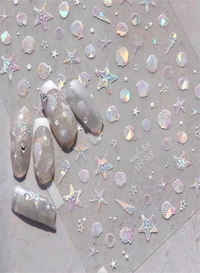 Dedyel Ocean Nail Art Stickers 5D Embossed Seashell Starfish Nail Stickers Summer Self Adhesive Nail Stickers for Women Girls DIY Manicure Decoration - Image 5