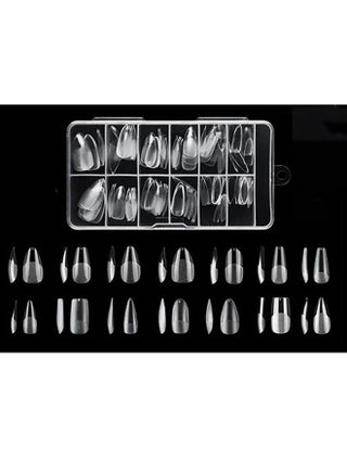 Almond Fake Gel Nail Tips 120pcs Almond Press on Nails Medium French Design Clear Full Cover Artificial Almond False Nails Transparent Semi Frosted Nail Plate for Home DIY Nail Salon Nail Extension - view 2