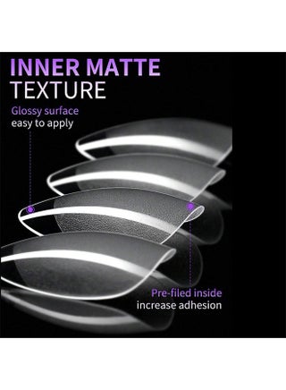 Almond Fake Gel Nail Tips 120pcs Almond Press on Nails Medium French Design Clear Full Cover Artificial Almond False Nails Transparent Semi Frosted Nail Plate for Home DIY Nail Salon Nail Extension - view 3