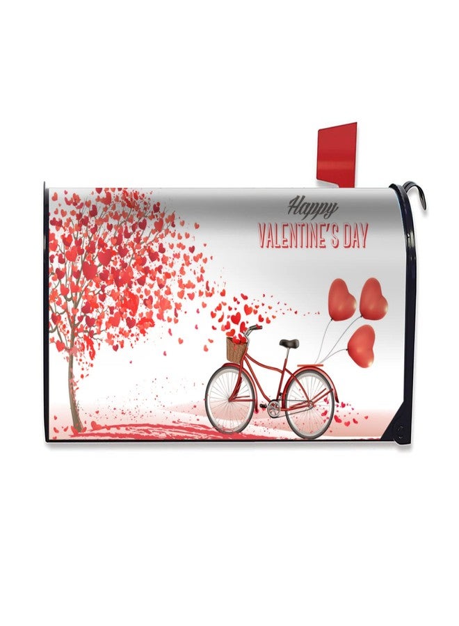 Harooni Romantic Valentine's Day Mailbox Cover Mother's Day Mailbox Covers Magnetic Standard Size 18" X 21" Valentine's Day with A Bike and A Tree Made Out of Hearts Outdoor Garden Decoratives - Image 1
