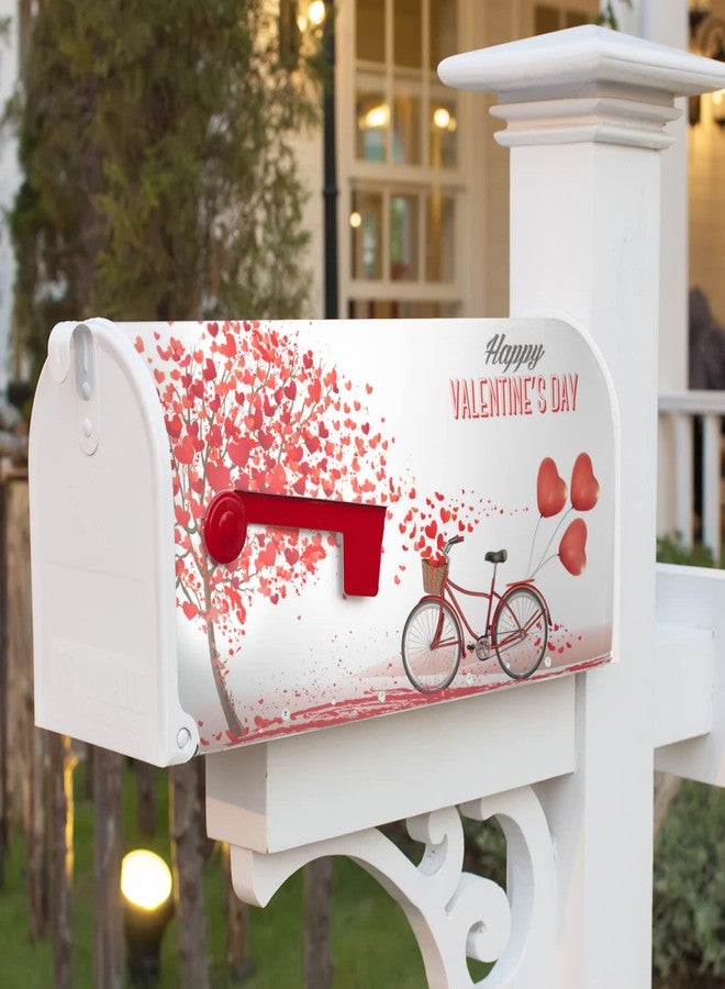 Harooni Romantic Valentine's Day Mailbox Cover Mother's Day Mailbox Covers Magnetic Standard Size 18" X 21" Valentine's Day with A Bike and A Tree Made Out of Hearts Outdoor Garden Decoratives - Image 3
