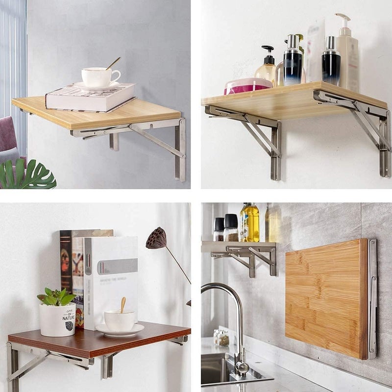 BOSCO Premium 20 Foldable Stainless Steel RacksShelf Bracket l Bracket Wall Brackets Wall Angle Bracket Folding Table Bracket with Fittings for fold Down Steel Table 20 - Image 5