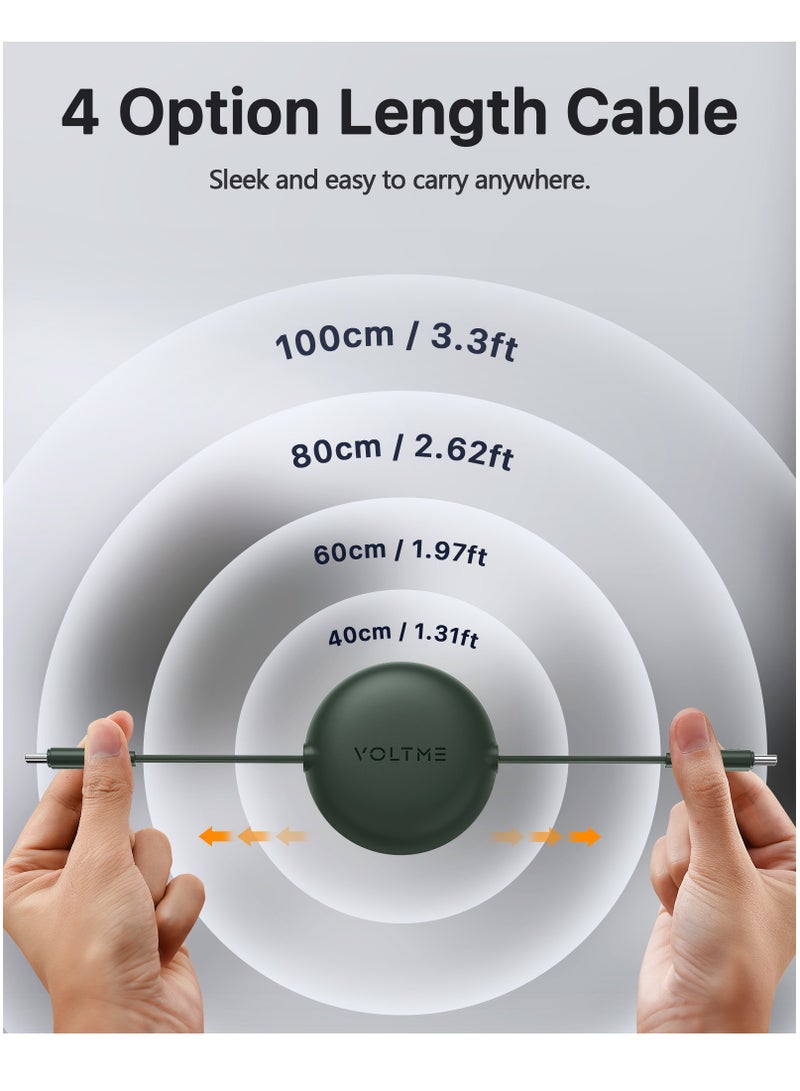 VOLTME 100W 5A Retractable Type C Cable with Power Delivery (PD) & E-Marker Chip (1m, 3ft) – Super Fast Charging & Data Sync USB-C to USB-C Cord Compatible with iPhone Air, 17/17 Pro/17 Pro Max, iPhone 16/16 Pro/16 Pro Max, iPhone 15 Series, iPad Pro M4, iPad Air M2, MacBook Pro/Air M3 M2, Galaxy S25/S24 Ultra, Pixel 9 Pro, Xiaomi 14 Ultra, OnePlus 12, ROG Alien, Steam Deck, Legion Go, Nintendo Switch, DJI Pocket 3, Sony ZV-E10, Dell XPS, HP Spectre, USB C Earbuds, Power Banks & More (Green) - Image 3