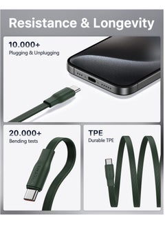 VOLTME 100W Retractable USB Type-C Cable 1m, Supports 5A Fast Charging with Power Delivery, Type-C to Type-C Car Charger Cable, Compatible with iPhone 16 Pro/16 Pro Max/16 Plus, iPhone 15 Series, iPad Mini 6, MacBook Pro/Air, iPad Pro, Samsung S25/S24/S23 Ultra, Huawei P60, High-Speed ​​Charging Cable with Power Delivery - Green  - Image 5