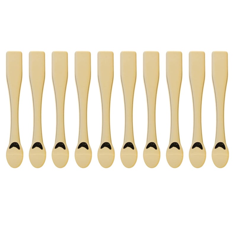 FOMIYES Cosmetic Spatulas skincare tool 10Pcs Makeup Scoop Spatula Gold Mini Makeup Spoons Gold Mini Plastic Facial Cream Spoons for Mixing Skincare or Scraping Jars
