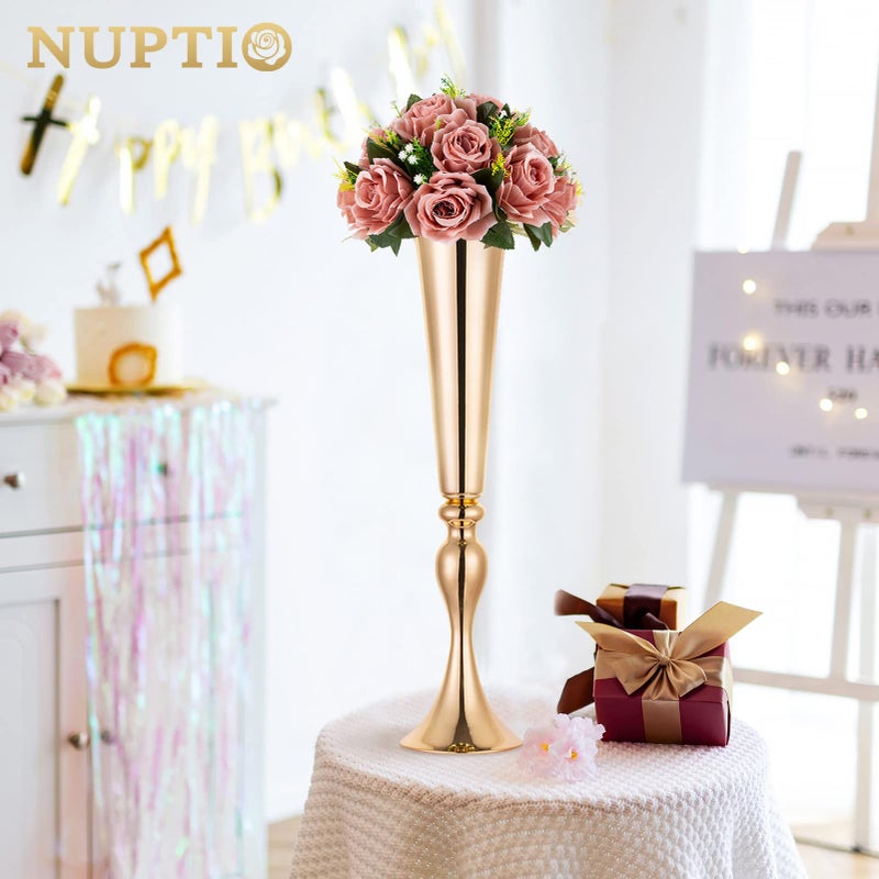 NUPTIO Artificial Flower Centrepieces for Tables - 10 Pcs Dusty Rose Fake Flowers Roses Balls 9.5in Diameter - Silk Faux Rose Arrangement for Wedding Party Centerpiece Table Decorations - Image 4