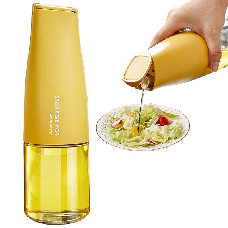 Defflo Oil Dispenser Bottle Glass Oil and Vinegar Dispenser Glass Bottle with Gravity Automatic Opening and Closing Bottle Drip Free Spout Oil Dispenser Bottle 500 ml Auto OpenClose Bottle