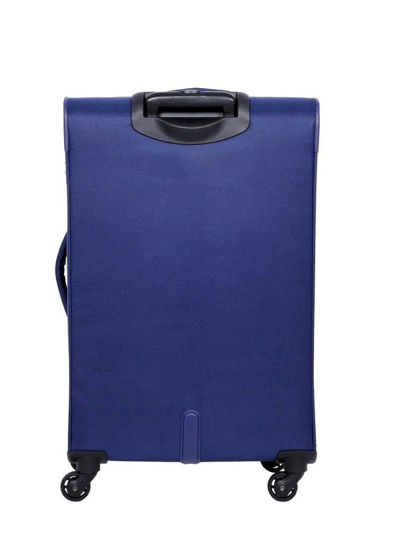 AMERICAN TOURISTER Jamaica Suitcase Set of 3, Cabin, Medium & Large (58 + 69 + 80 CM), 4 Spinner Wheels, Soft Top, 100% Polyester, Navy|TSA Combination Lock|Expandable|Voluminous Front Pocket|Corner Guard|Retractable Aluminum Handle - 3 Years Global Warranty - Image 4