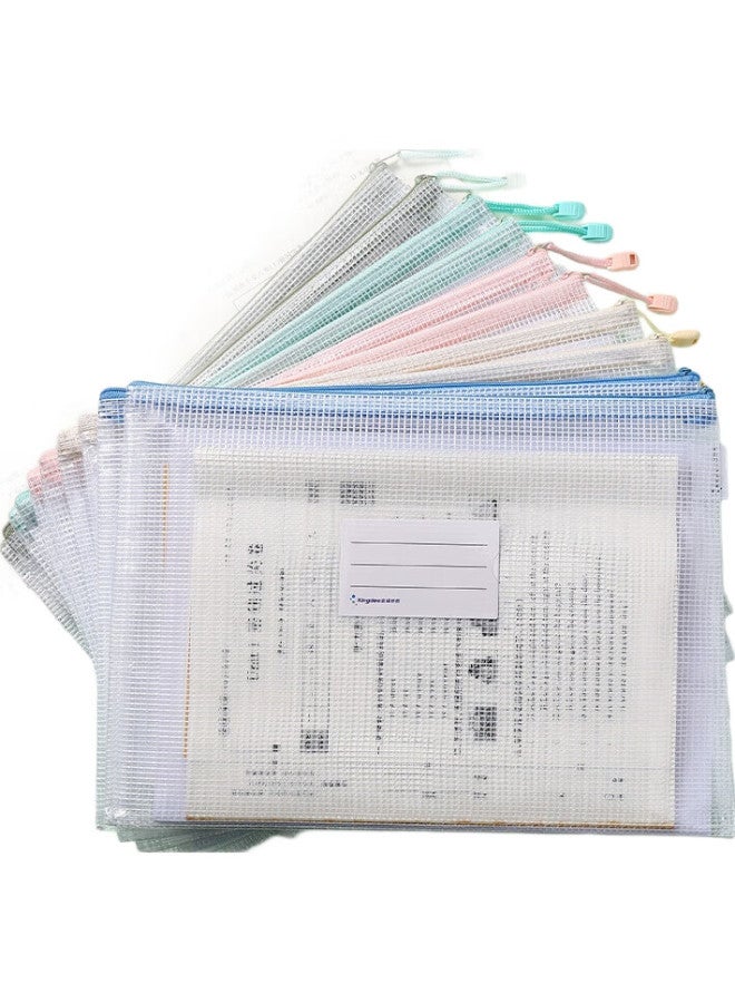 Kingdee Kindgee Waterproof Mesh Zipper Pouches, Transparent Subject Classification Bags For Elementary School Students, Subject Classification Exam Paper Stationery Bags, Pack Of 10 With Labels - Image 1