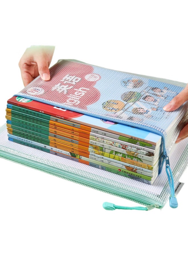 Kingdee Kindgee Waterproof Mesh Zipper Pouches, Transparent Subject Classification Bags For Elementary School Students, Subject Classification Exam Paper Stationery Bags, Pack Of 10 With Labels - Image 3