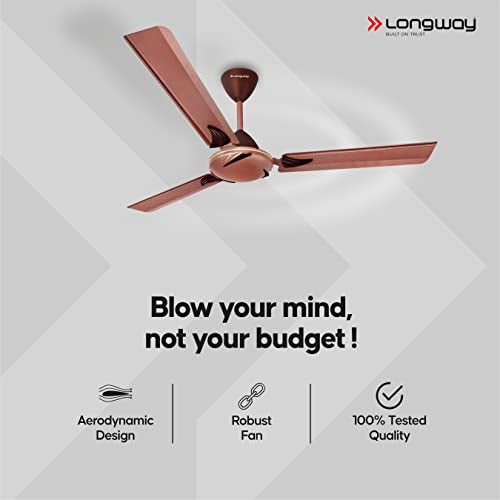 LONGWAY Creta P1 1200 mm/48 inch Remote Controlled 3 Blade Anti-Dust Decorative Star Rated Ceiling Fan (Rusty Brown, Pack of 1) - Image 5