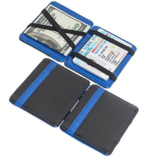 CKLT Men's Fashion Magic Money Clip Leather Minimalistic Slim Wallet blue - Image 4
