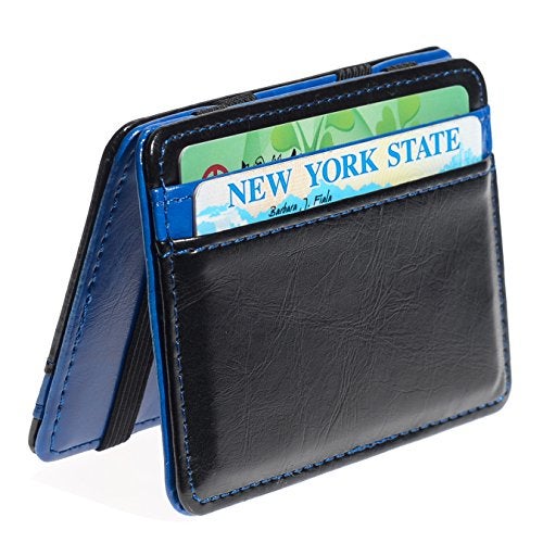 CKLT Men's Fashion Magic Money Clip Leather Minimalistic Slim Wallet blue - Image 2