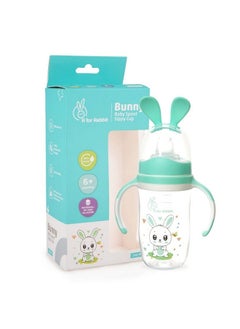 R for Rabbit Bunny Baby Spout Sippy Cup 240 Ml Bottle Soft Silicon Spout For Babypp Spout Sipper For Kidskids For Age Of 6 + Months Green  - Image 2