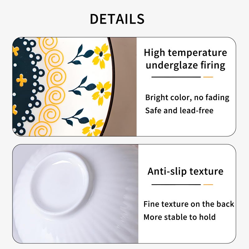 iDourer Rice Bowls 10oz, Japanese Style Bowls Set of 6 with Gift Box - Ceramic Bowls for Soup, Dessert, Ice Cream, Snack - Kitchen Gifts for Women Christmas Gift - Image 4