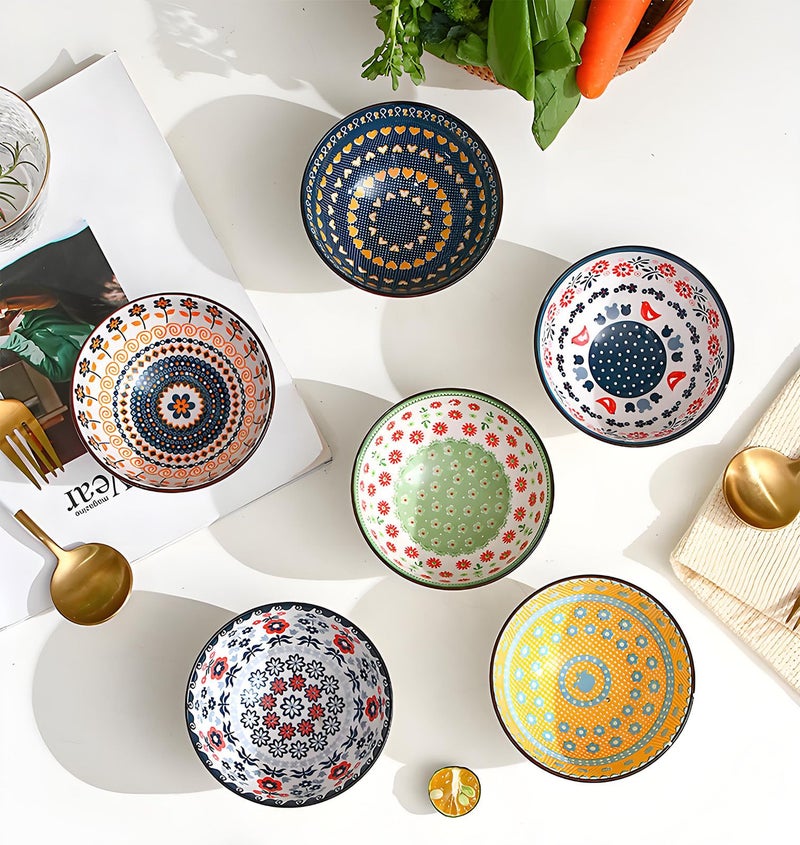 iDourer Rice Bowls 10oz, Japanese Style Bowls Set of 6 with Gift Box - Ceramic Bowls for Soup, Dessert, Ice Cream, Snack - Kitchen Gifts for Women Christmas Gift - Image 2