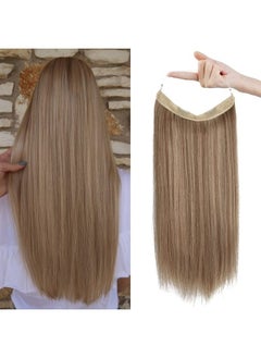REECHO Invisible Wire Hair Extensions with Transparent Headband Adjustable Size Removable Secure Clips in Straight Secret Hairpiece for Women (24 Inch (Pack of 1), Dark Blonde)  - Image 1