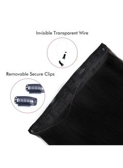 REECHO Invisible Wire Hair Extensions with Transparent Headband Adjustable Size Removable Secure Clips in Straight Secret Hairpiece for Women (24 Inch (Pack of 1), Dark Blonde)  - Image 4