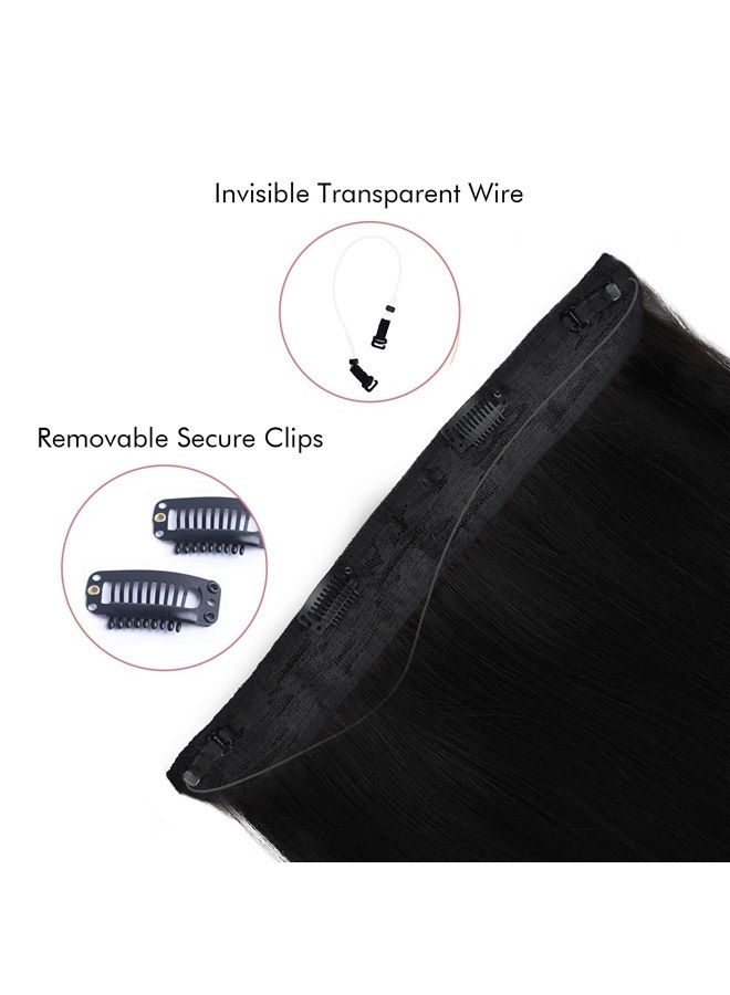 REECHO Invisible Wire Hair Extensions with Transparent Headband Adjustable Size Removable Secure Clips in Straight Secret Hairpiece for Women (24 Inch (Pack of 1), Dark Blonde) - Image 4