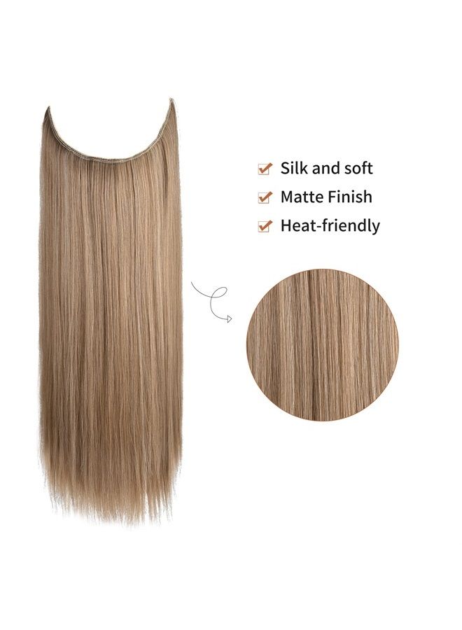 REECHO Invisible Wire Hair Extensions with Transparent Headband Adjustable Size Removable Secure Clips in Straight Secret Hairpiece for Women (24 Inch (Pack of 1), Dark Blonde) - Image 2