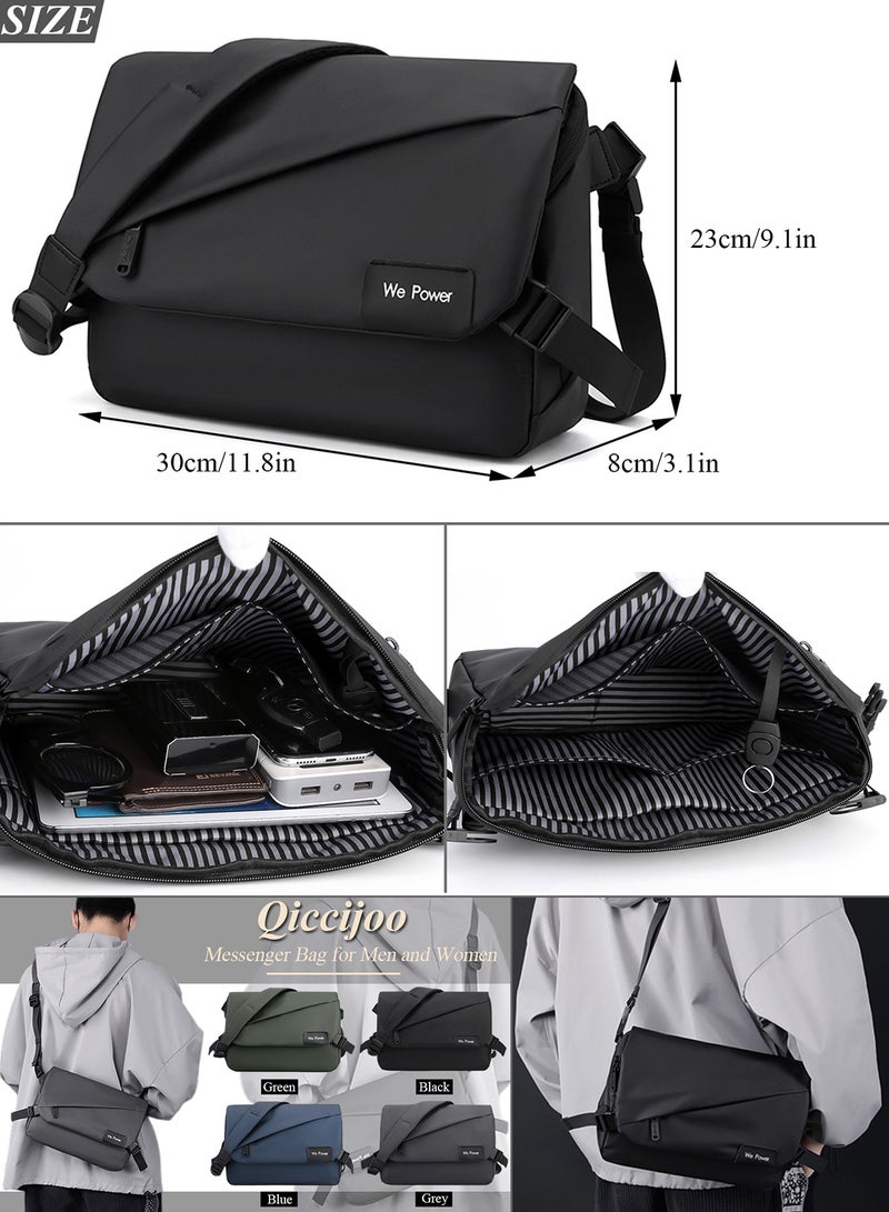 Qiccijoo Messenger Bag Crossbody Bag for Men or Women Casual Shoulder Bag Sling Bag Travel Bag for Business Office School Satchel Bags Work Bag Handbag Purse(Black) - Image 2