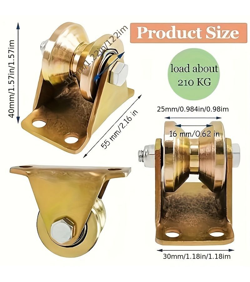 4 قطع من عجلات البكرات المعدنية الثقيلة V Groove 462lb عجلات دوارة للانزلاق للأبواب - Image 2
