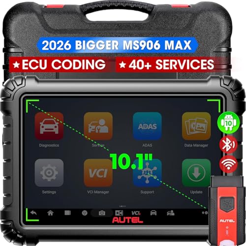 Autel MaxiSYS MS906MAX Scanner, 2026 10.1" MS906 MAX 2.0 Upgrade of MS906 PRO MP900BT MS906BT MS908S, OE ECU C0ding Bidirectional Scan Tool, 3000+ Active Test, 40+ Reset, All-System, CAN FD DoIP - Image 1