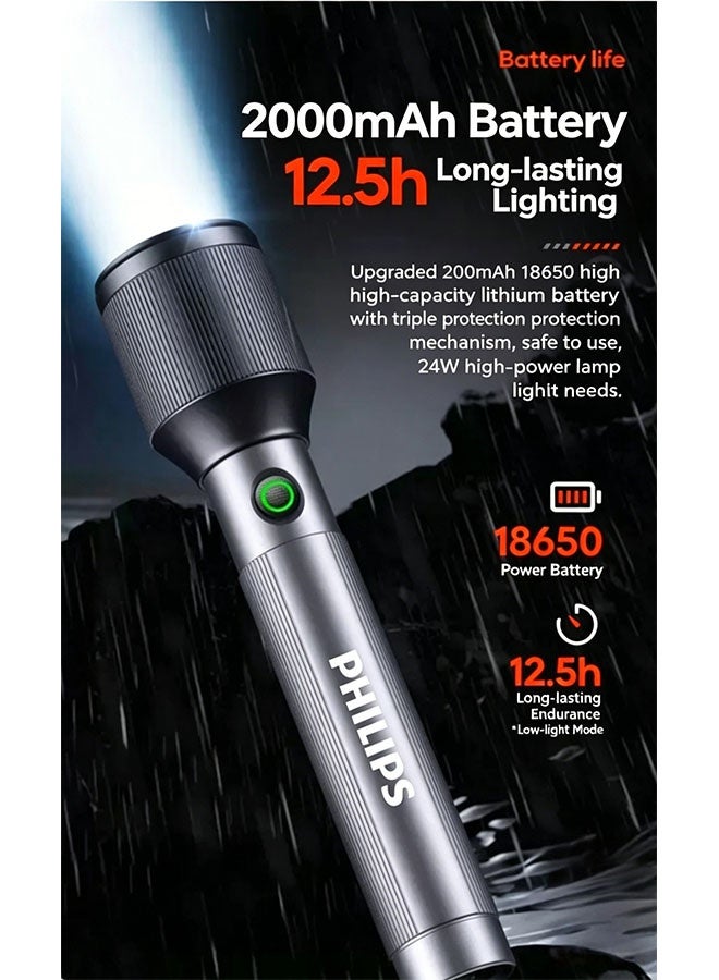 Philips LED Philips SFL2142/93 Zoomable Flashlight with Type-C Fast Charging, 2000mAh, Super Long Battery Life, High-Intensity Light - Image 2